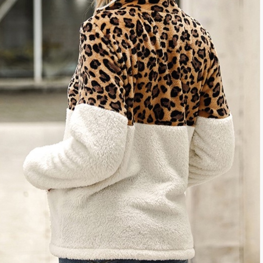 1 Left! Cozy Teddy LEOPARD Sherpa Pullover Coat - Picture 2 of 5